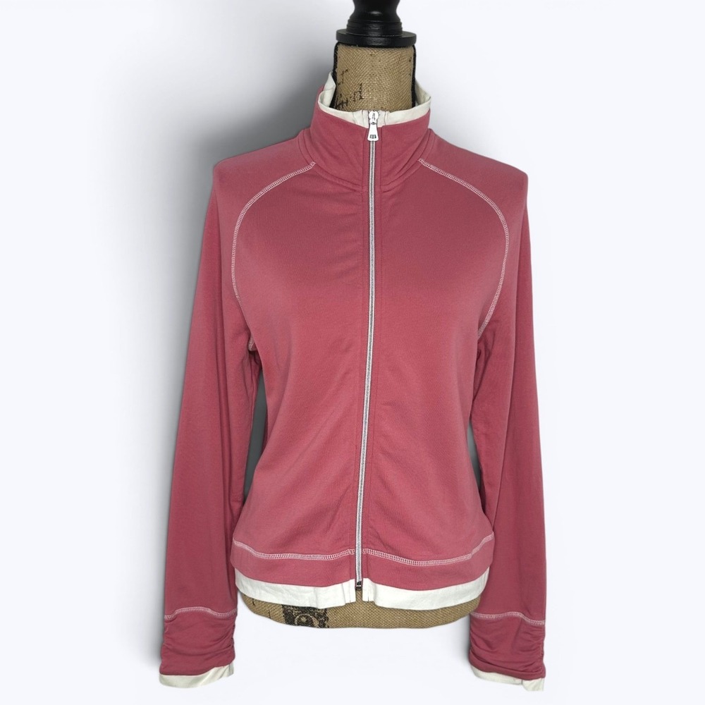 SO Full Zip Track Jacket Pink Mock Neck Ruched Cuff Lounge Athleisure Y2K Sz‎ XL